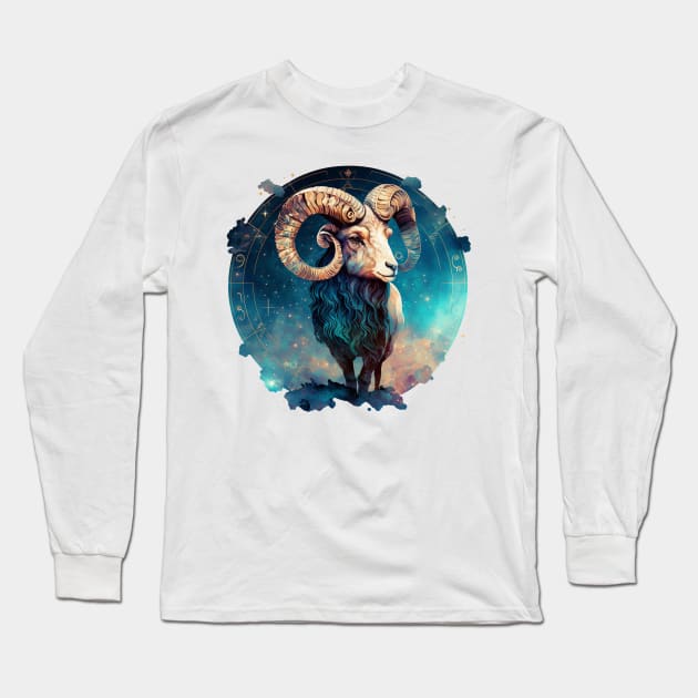 Aries Zodiac Sign Long Sleeve T-Shirt by Sarahmw